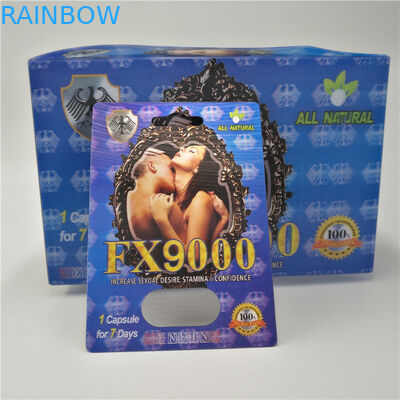 FX9000 R12 3d Paper Blister Card Plastikowe opakowanie blistrowe na pigułki erotyczne