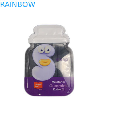 Cb Niestandardowy kształt 3 Boczne uszczelnienie Folia Opakowanie Gummy Candy Flat Bag Niestandardowe plastikowe woreczki Opakowanie Zip Lock Bag