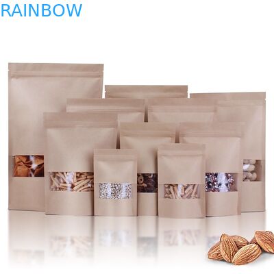 100mic Kraft Paper Standup Bag Kawa CMYK Food Paper Ziplock Bag