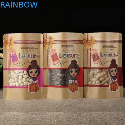 100mic Kraft Paper Standup Bag Kawa CMYK Food Paper Ziplock Bag