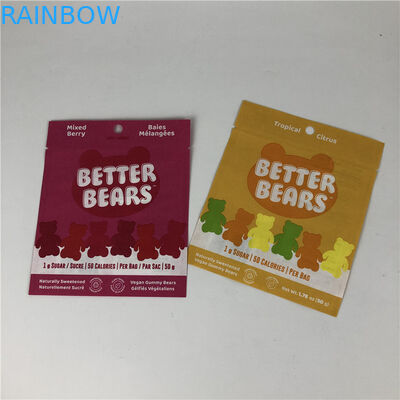 Three Side Seal Flat Heat Sealing Snack Cookie Jadalne CBD THC Gummies Biodegradowalne torby do pakowania