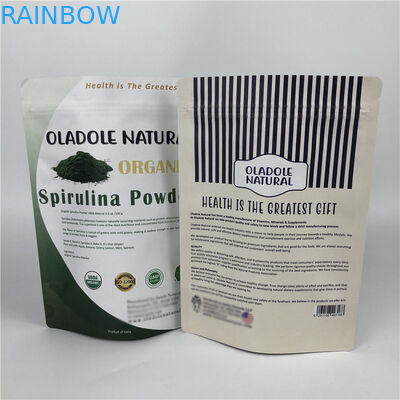 Niestandardowe drukowanie chipów Zip Lock Stand Up Pouch Białe torby papierowe Kraft