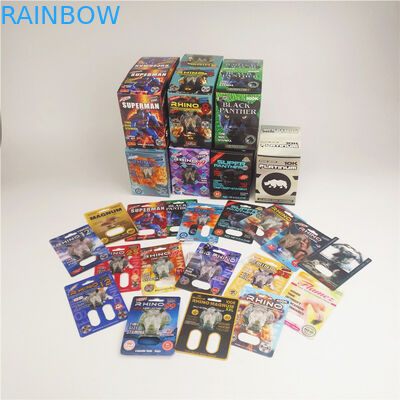 Pill Rhino Capsule Blister Opakowania Papierowe karty Rhino 7 200mic Papier makulaturowy