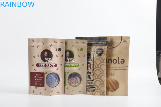 Niestandardowa biodegradowalna torebka na suwak z papieru pakowego PLA Stand Up Tea Food Packaging