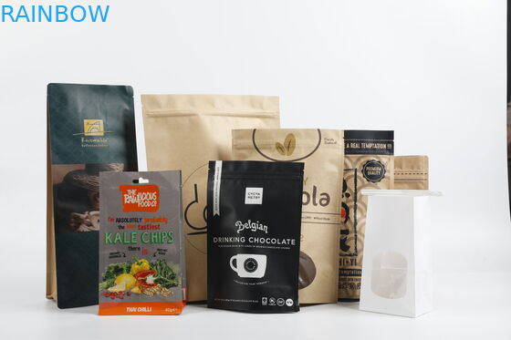 Niestandardowa biodegradowalna torebka na suwak z papieru pakowego PLA Stand Up Tea Food Packaging