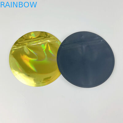 Plain Plack Hologram Ziplock Foliowe torby Opakowanie Jadalne okrągłe okrągłe etui Mylar