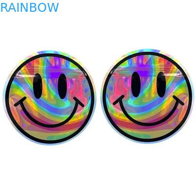 Odporne na zapach torby plastikowe Mylar Edibles Nasiona kwiatów Holograficzne torby o okrągłym kształcie 3.5G