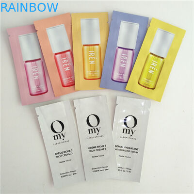 Kosmetyki zgrzewane na gorąco Saszetki do pakowania próbek Płaska torebka Folia z mylaru 3 strony Torby uszczelniające