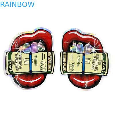 Niestandardowy nieregularny kształt Mylar Plastikowa torba na suwak Zapach Odporny na zapach 3,5g 7g