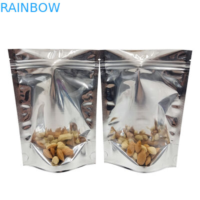 Opakowanie z folii aluminiowej CMYK Mylar Doypac Przezroczyste okienko Przód Srebrny tył Stand Up Resealable