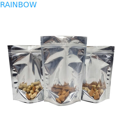 Opakowanie z folii aluminiowej CMYK Mylar Doypac Przezroczyste okienko Przód Srebrny tył Stand Up Resealable