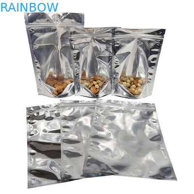 Opakowanie z folii aluminiowej CMYK Mylar Doypac Przezroczyste okienko Przód Srebrny tył Stand Up Resealable