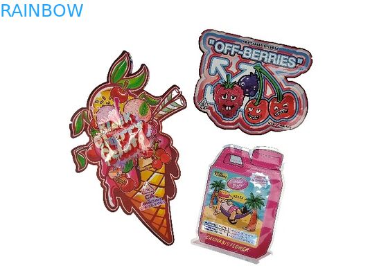 Plastikowe, zabezpieczone przed dziećmi, 3,5 g, hologramowe, mylarowe torby ziplock, wycinane nieregularnie, o specjalnym kształcie