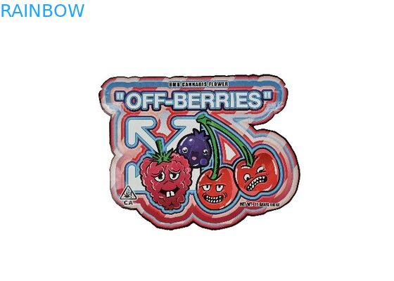 Plastikowe, zabezpieczone przed dziećmi, 3,5 g, hologramowe, mylarowe torby ziplock, wycinane nieregularnie, o specjalnym kształcie