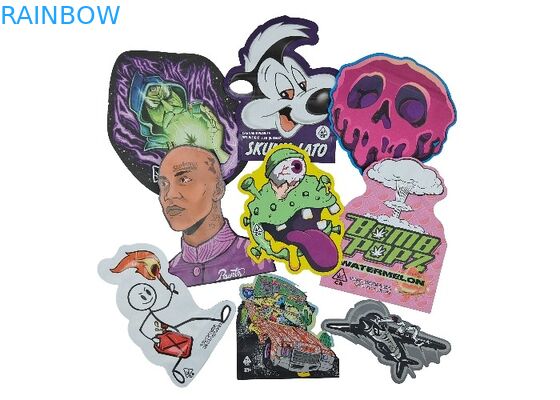 Niestandardowe 3,5 g - 28 g Błyszczące hologramowe wycinane torby mylarowe Specjalny kształt do ciasteczek spożywczych