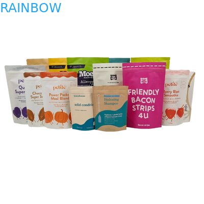 Niestandardowe logo drukowane biodegradowalne 100% opakowanie w workach wielokrotnego użytku stand up plastikowe worki doypack z ziplock