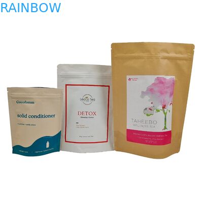 Biodegradowalny Doypack Recykling Custom Stand Up Pocket With Zip Lock Kraft Paper Bags Jedalne worki opakowawcze