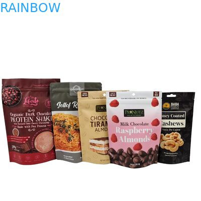 Zamknięte na zamówienie plastikowe torebki czekoladowe folia aluminiowa stand up torebka przekąska kaszubka torba z zamkiem