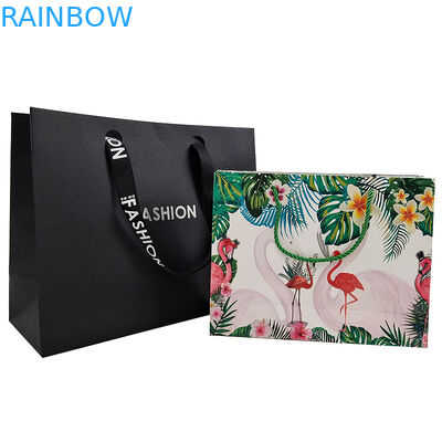 Zindywidualizowane logo marki Luksusowy czarny papier Odzież opakowanie prezenty torebka zakupowa opakowanie papierowe