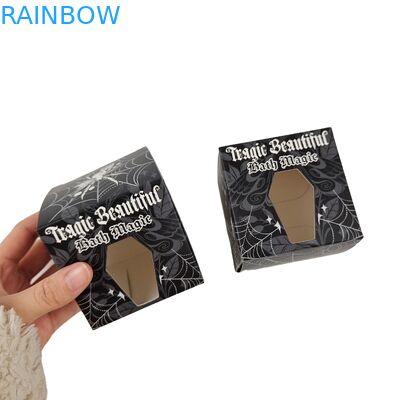 Wysokiej jakości niestandardowy kwadratowy czarny pudełko papierowe ze specjalnym przednim pustym oknem opakowanie żywności biały kartonowy pudełko podarunkowe