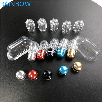 Plastikowy pojemnik z metalowym wyciągiem do tabletek męskich.