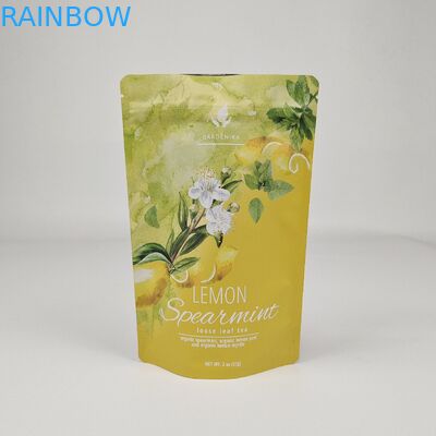 Niestandardowe wydrukowane Matte Yellow Stand Up Pocket Aluminium Foil Mylar Bag Tea Food Packaging Plastic Bags With Ziplock