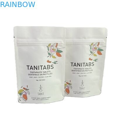 Druk cyfrowy wielokrotnie używalny biodegradowalny, przyjazny dla środowiska, stand-up pouch, biały papier kraft, zamek z cypressem, torba z cypressem