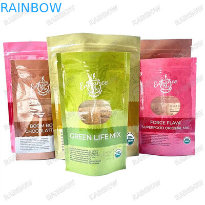 Worki z tworzyw sztucznych klasy spożywczej z wcięciami do płynów dla opakowań odżywczych, laminowane mattem z trzech stron, zamknięte, z okrągłym zawieszeniem