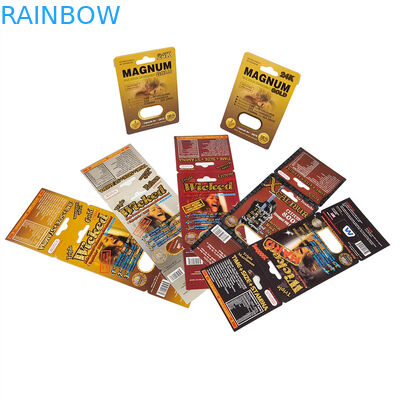 Gorąca sprzedaż Pigułki nosorożca Pieczęć miodowa Folii aluminium Laminate Puchary Butelka 3D Efekt Kartka wyświetlacza Pudełko opakowanie