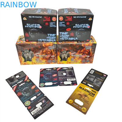 Gorąca sprzedaż Pigułki nosorożca Pieczęć miodowa Folii aluminium Laminate Puchary Butelka 3D Efekt Kartka wyświetlacza Pudełko opakowanie