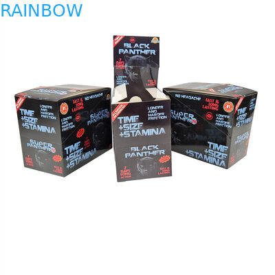 Niestandardowy projekt Black Bull Rhino Honey 2023 Hot Sell Rhino Pills Niestandardowa kartka papierowa do pakowania tabletek dla nosorożców