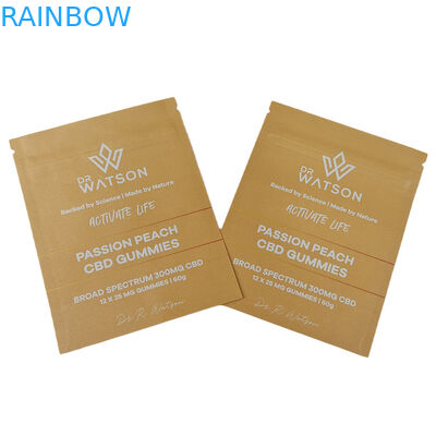 Gorąca sprzedaż Biodegradable Stand Up Kraft Paper Smell Proof Bags z logo ponownie zamknięte Mylar Bags for Edible Gummy