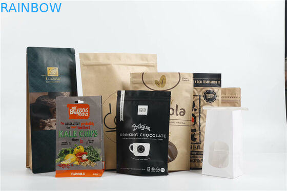 Drukowane torebki opakowaniowe z papieru kraftowego z płaską spodnią torebką kawy z zaworem odgazowującym