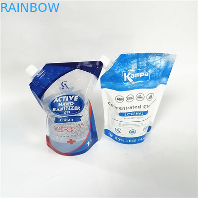 Wykorzystane z powrotem, wytrzaskane, stojące torebki z różnymi rodzajami pokrywek dla ekologicznych opakowań