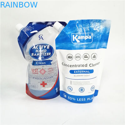 Wykorzystane z powrotem, wytrzaskane, stojące torebki z różnymi rodzajami pokrywek dla ekologicznych opakowań