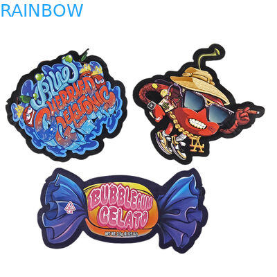 Niestandardowe logo matte, plastikowa torebka w kształcie z powrotem zamknięta, odporna na zapach, zębatka 3,5 Mylar Bags for Candy