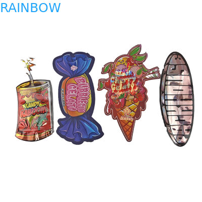 Niestandardowe logo matte, plastikowa torebka w kształcie z powrotem zamknięta, odporna na zapach, zębatka 3,5 Mylar Bags for Candy