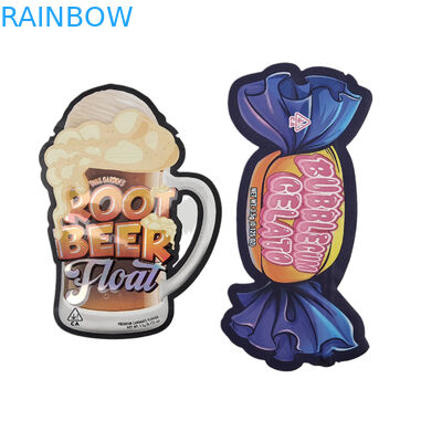 3.5g 7g Na zamówienie wydrukowane specjalne wycięte w ciśnieniu nieregularne torby Mylar odporne na zapach z zamkiem opakowania przekąski torby Mylar