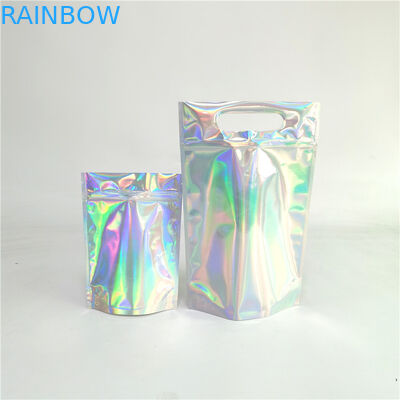 Zastosowane logo Zip Lock Bags Flat Holografic Film Mini Mylar Three Side Seal