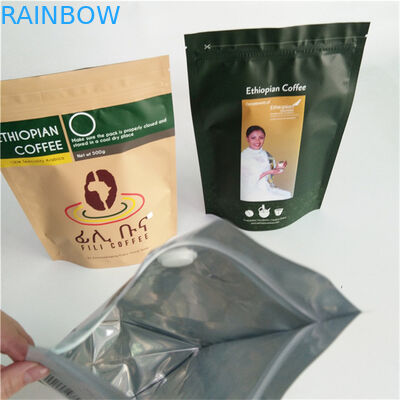 Środowiskowo przyjazny papier niestandardowy elastyczny opakowanie Kraft Coffee Ziplock Stand Up Pocket Bag dla 250g 500g i 1kg