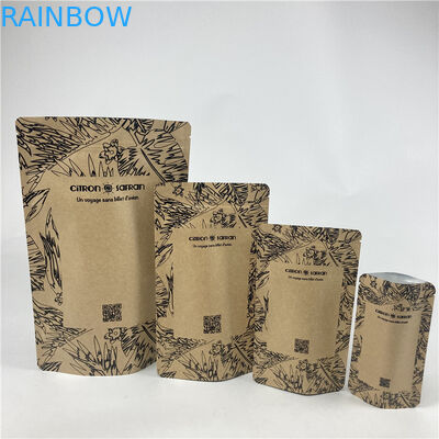 Promocyjny stand up pouch Food Grade Heat Seal Drukowany Biodegradable Custom Food Kraft Paper Bag Z Zipperem