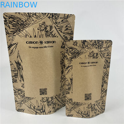 Promocyjny stand up pouch Food Grade Heat Seal Drukowany Biodegradable Custom Food Kraft Paper Bag Z Zipperem