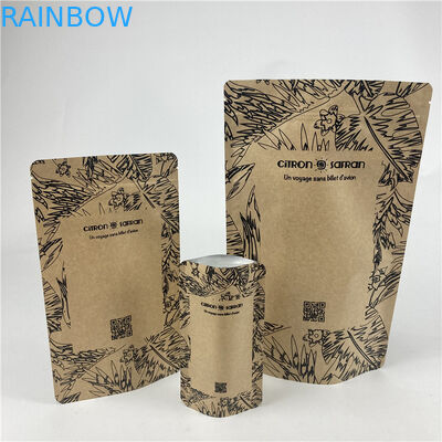 Promocyjny stand up pouch Food Grade Heat Seal Drukowany Biodegradable Custom Food Kraft Paper Bag Z Zipperem