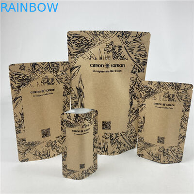 Promocyjny stand up pouch Food Grade Heat Seal Drukowany Biodegradable Custom Food Kraft Paper Bag Z Zipperem