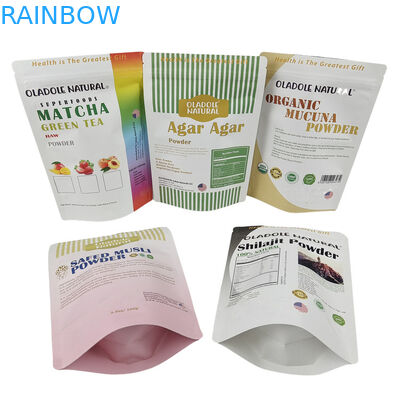 Sprzedaż hurtowa Niestandardowa Książka Kraft do jedzenia Mleka orzechy Ryż Przyprawy do herbaty Biodegradowalne torebki Mylar