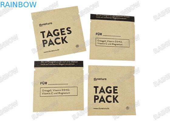 Niestandardowy wydrukowany karton z papieru kraft, worek do opakowań, trzystronna pieczęć cieplna, worek do herbaty i kawy.