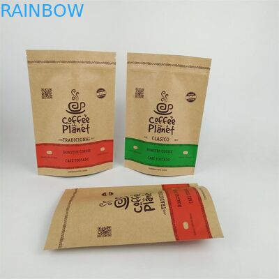 Stand Up Zipper Laminated Kraft Paper Coffee Beans Worki do pakowania z zawórem odgazowującym