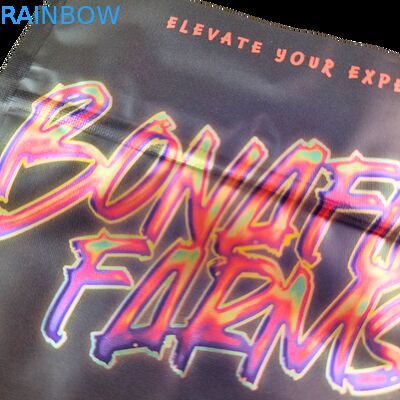 Miękkie dotykowe holograficzne torby Mylar z zamkiem na słodycze zioło suche kwiaty gumkowe ciasteczka cukier opakowanie zabezpieczone przed dziećmi