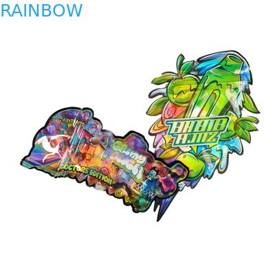 Niestandardowy kształt 3,5g Pudełko wystawowe Mylar Bags Child Proof Soft Touch Die Cut Bag dla 1g 3,5g 7g 14g 28g Jadalne tworzywo sztuczne