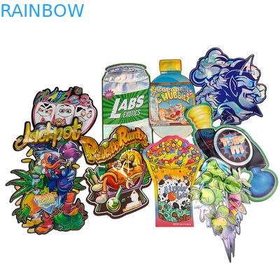 Żywnościowe torebki Mylar Doypack Die Cut Cali 3.5g 7g 14g 28g Sugar Cookie Błyszczące/matowe Odporne na zapachy Torebki strunowe